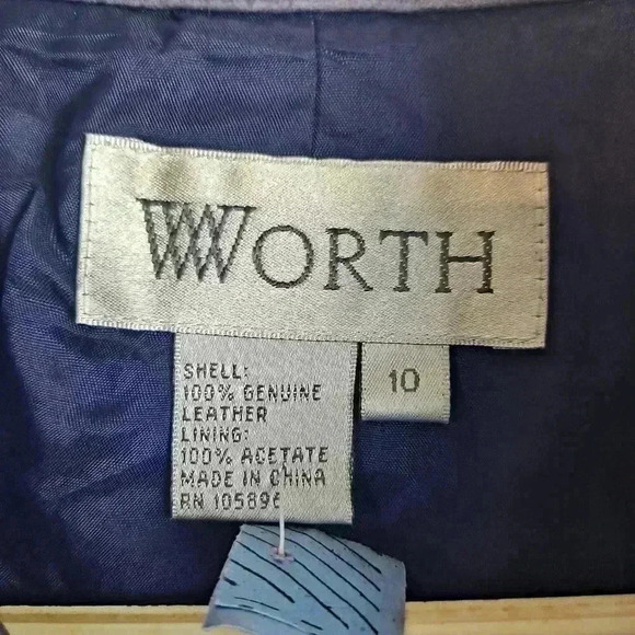 WORTH 100% Leather Jacket Size 10 - Picture 5 of 9